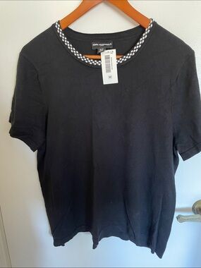 Karl Lagerfeld Black Short Sleeve Crewneck with Contrasting Trim